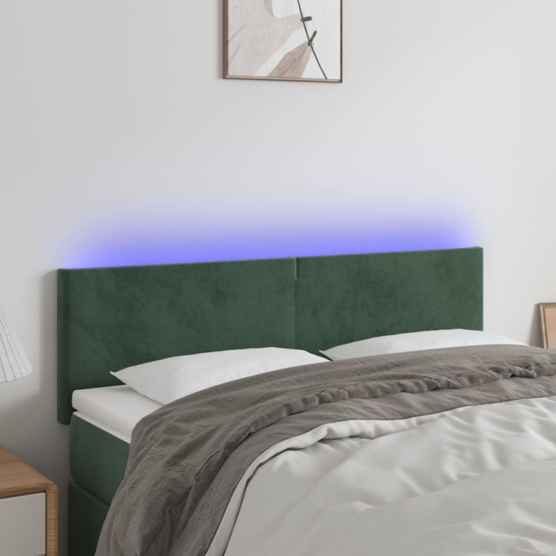 vidaXL Cabecero con LED de terciopelo gris oscuro 144x5x78/88 cm vidaXL Cabecero con LED de terciopelo gris oscuro 144x5x78/88 cm