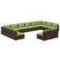 vidaXL Set muebles de jardín y cojines 12 pzas ratán sintético marrón vidaXL Set muebles de jardín y cojines 12 pzas ratán sintético marrón