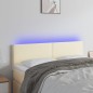 vidaXL Cabecero con LED cuero sintético color crema 144x5x78/88 cm