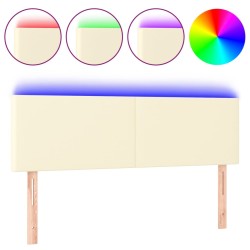 vidaXL Cabecero con LED cuero sintético color crema 144x5x78/88 cm