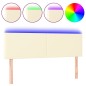 vidaXL Cabecero con LED cuero sintético color crema 144x5x78/88 cm