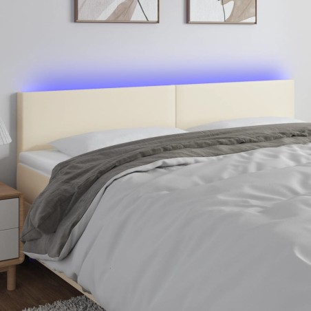 vidaXL Cabecero con LED cuero sintético color crema 160x5x78/88 cm