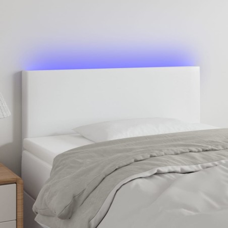 vidaXL Cabecero con LED cuero sintético blanco 90x5x78/88 cm 