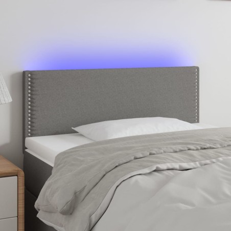 vidaXL Cabecero con LED de tela gris oscuro 80x5x78/88 cm