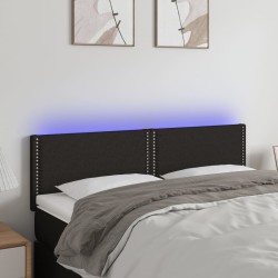 vidaXL Cabecero con LED de tela negro 144x5x78/88 cm
