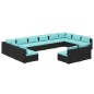 vidaXL Set de muebles de jardín 12 pzas cojines ratán sintético negro vidaXL Set de muebles de jardín 12 pzas cojines ratán sintético negro
