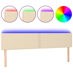 vidaXL Cabecero con LED de tela color crema 180x5x78/88 cm