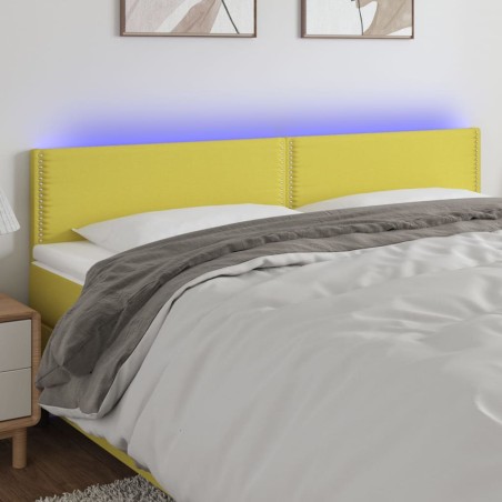 vidaXL Cabecero con LED de tela verde 180x5x78/88 cm