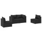 vidaXL Set de muebles de jardín 4 pzas y cojines ratán sintético negro vidaXL Set de muebles de jardín 4 pzas y cojines ratán sintético negro