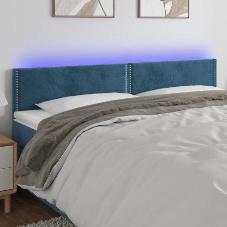 vidaXL Cabecero con LED de terciopelo azul oscuro 200x5x78/88 cm