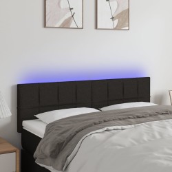 vidaXL Cabecero con LED de tela negro 144x5x78/88 cm