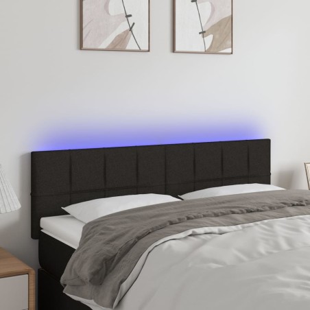 vidaXL Cabecero con LED de tela negro 144x5x78/88 cm