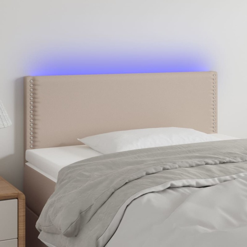 vidaXL Cabecero con LED cuero sintético color capuchino 100x5x78/88 cm vidaXL Cabecero con LED cuero sintético color capuchino 100x5x78/88 cm