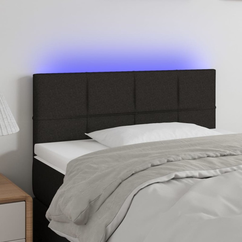 vidaXL Cabecero con LED de tela negro 100x5x78/88 cm vidaXL Cabecero con LED de tela negro 100x5x78/88 cm