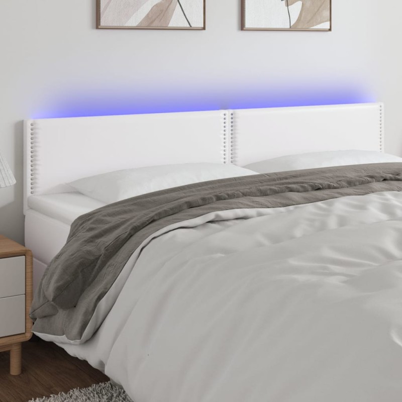 vidaXL Cabecero con LED cuero sintético blanco 180x5x78/88 cm vidaXL Cabecero con LED cuero sintético blanco 180x5x78/88 cm