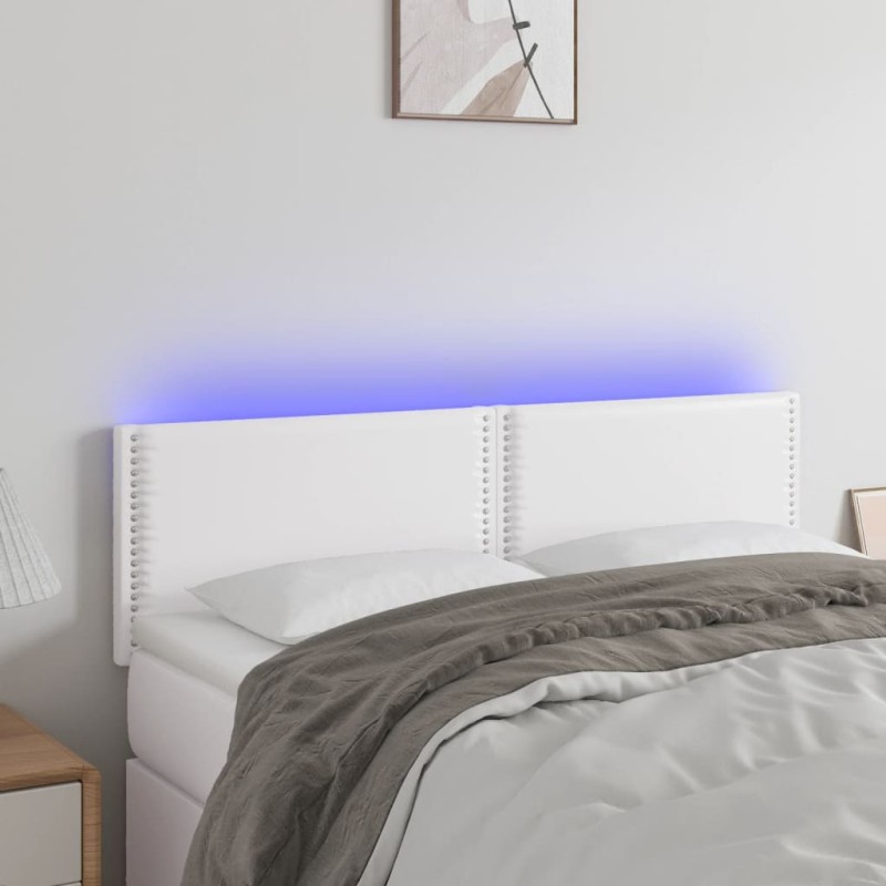 vidaXL Cabecero con LED cuero sintético blanco 144x5x78/88 cm vidaXL Cabecero con LED cuero sintético blanco 144x5x78/88 cm