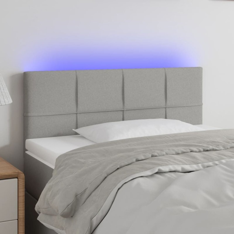 vidaXL Cabecero con LED de tela gris claro 90x5x78/88 cm vidaXL Cabecero con LED de tela gris claro 90x5x78/88 cm