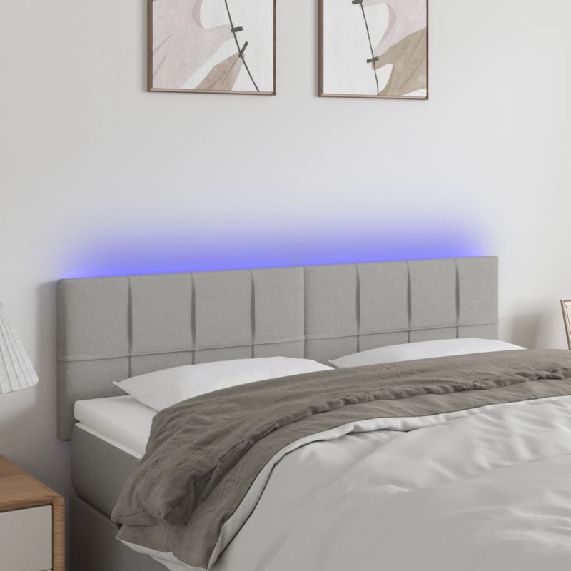 vidaXL Cabecero con LED de tela gris claro 144x5x78/88 cm vidaXL Cabecero con LED de tela gris claro 144x5x78/88 cm