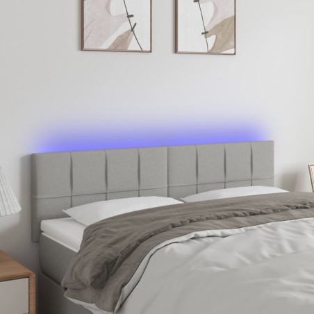 vidaXL Cabecero con LED de tela gris claro 144x5x78/88 cm