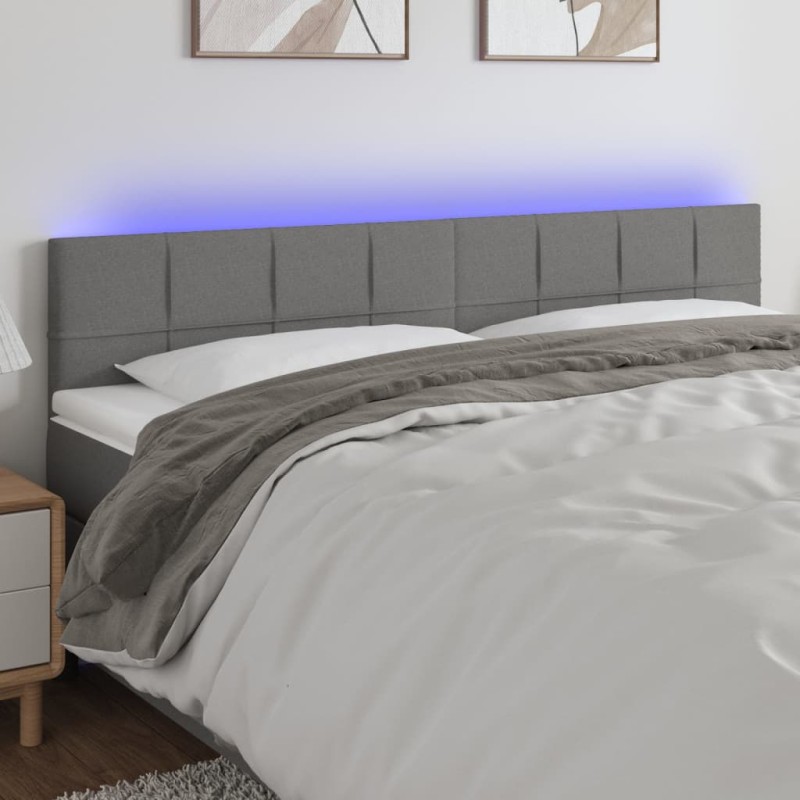 vidaXL Cabecero con LED de tela gris oscuro 180x5x78/88 cm vidaXL Cabecero con LED de tela gris oscuro 180x5x78/88 cm