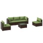 vidaXL Set muebles de jardín 6 piezas y cojines ratán sintético marrón vidaXL Set muebles de jardín 6 piezas y cojines ratán sintético marrón