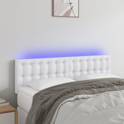 vidaXL Cabecero con LED cuero sintético blanco 144x5x78/88 cm