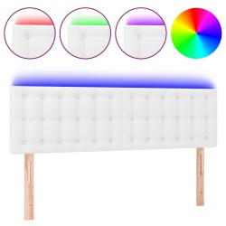 vidaXL Cabecero con LED cuero sintético blanco 144x5x78/88 cm