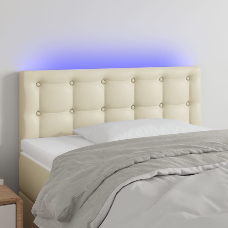 vidaXL Cabecero con LED cuero sintético color crema 90x5x78/88 cm vidaXL Cabecero con LED cuero sintético color crema 90x5x78/88 cm