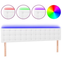 vidaXL Cabecero con LED cuero sintético blanco 180x5x78/88 cm
