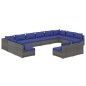 vidaXL Set de muebles de jardín 12 pzas cojines ratán sintético gris vidaXL Set de muebles de jardín 12 pzas cojines ratán sintético gris