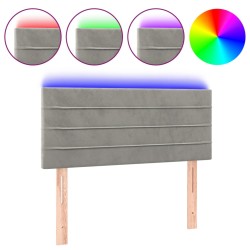 vidaXL Cabecero con LED de terciopelo gris claro 90x5x78/88 cm