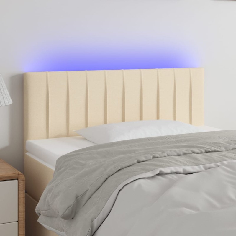 vidaXL Cabecero con LED de tela color crema 100x5x78/88 cm vidaXL Cabecero con LED de tela color crema 100x5x78/88 cm