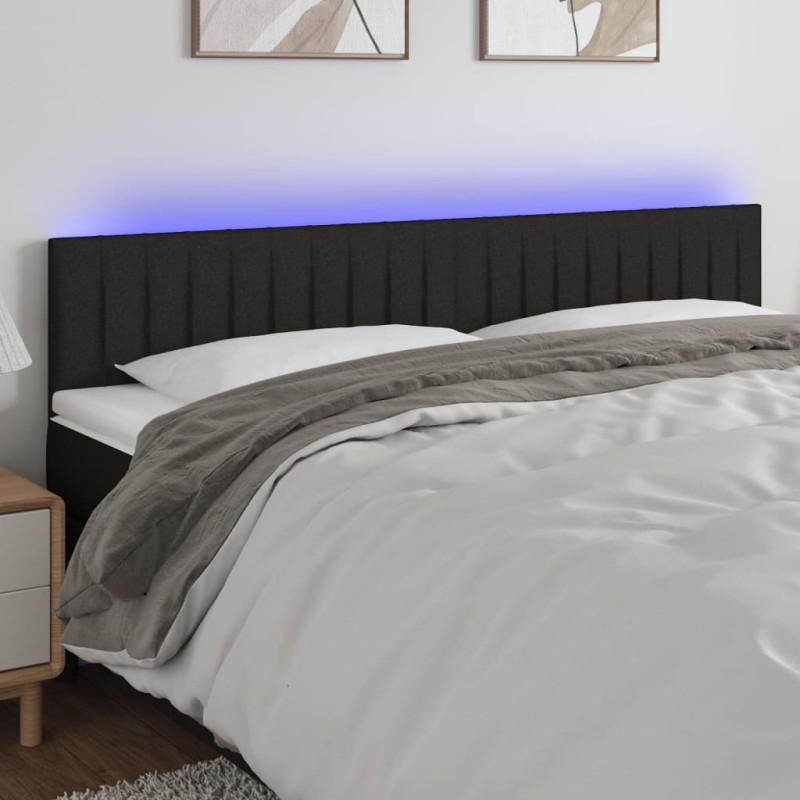 vidaXL Cabecero con LED de tela negro 180x5x78/88 cm vidaXL Cabecero con LED de tela negro 180x5x78/88 cm