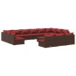 vidaXL Set de muebles de jardín 14 pzas y cojines ratán PE marrón vidaXL Set de muebles de jardín 14 pzas y cojines ratán PE marrón