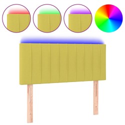 vidaXL Cabecero con LED de tela verde 100x5x78/88 cm
