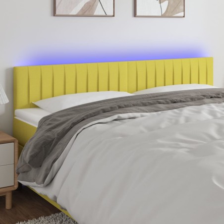 vidaXL Cabecero con LED de tela verde 200x5x78/88 cm
