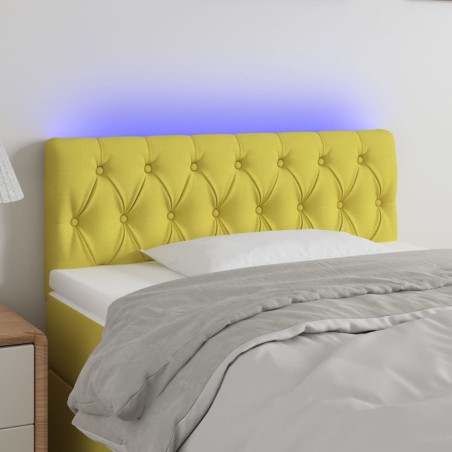 vidaXL Cabecero con LED de tela verde 90x7x78/88 cm