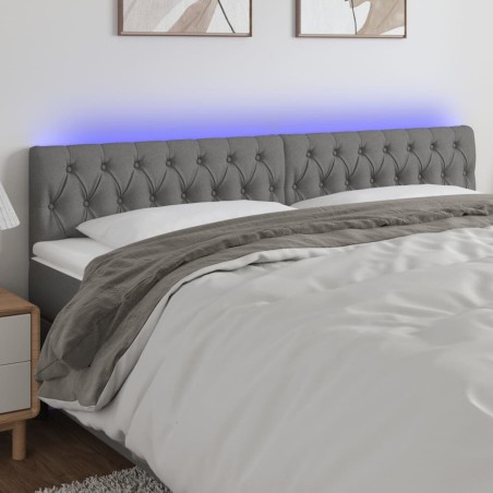 vidaXL Cabecero con LED de tela gris oscuro 180x7x78/88 cm
