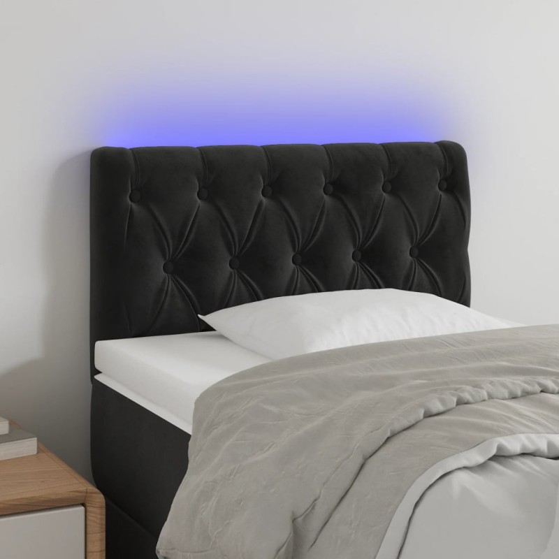 vidaXL Cabecero con LED de terciopelo negro 80x7x78/88 cm vidaXL Cabecero con LED de terciopelo negro 80x7x78/88 cm
