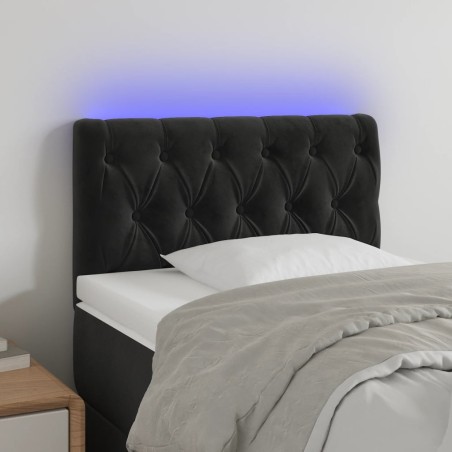 vidaXL Cabecero con LED de terciopelo negro 80x7x78/88 cm