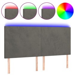 vidaXL Cabecero con luces LED terciopelo gris oscuro 200x5x118/128 cm