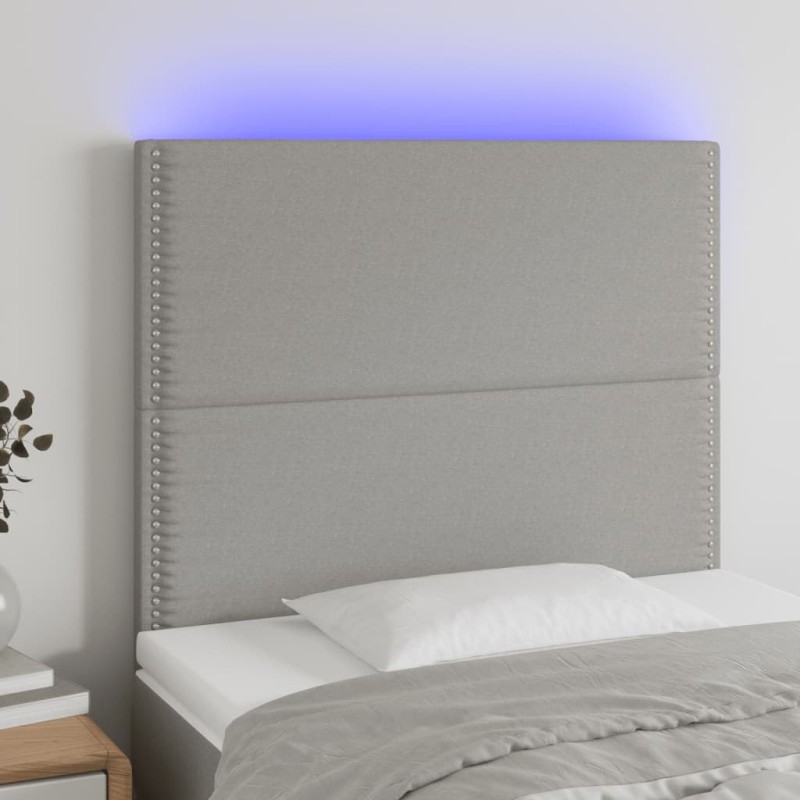 vidaXL Cabecero con luces LED tela gris claro 90x5x118/128 cm vidaXL Cabecero con luces LED tela gris claro 90x5x118/128 cm