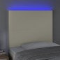 vidaXL Cabecero con luces LED cuero sintético crema 90x5x118/128 cm vidaXL Cabecero con luces LED cuero sintético crema 90x5x118/128 cm