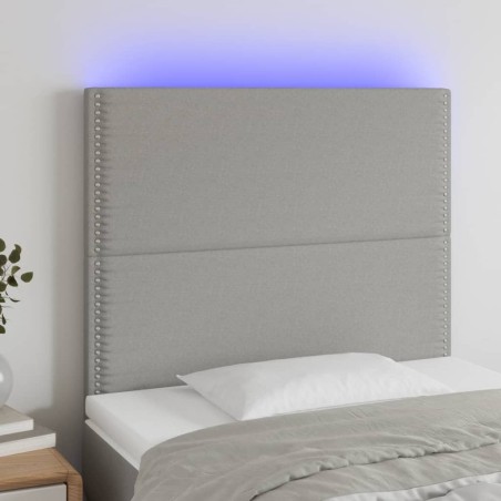 vidaXL Cabecero con luces LED tela gris claro 80x5x118/128 cm