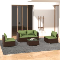 vidaXL Set sofás de jardín 5 piezas y cojines ratán sintético marrón