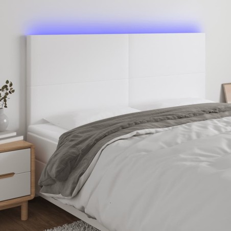 vidaXL Cabecero con luces LED cuero sintético blanco 180x5x118/128 cm