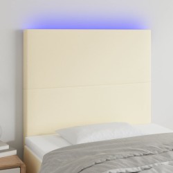 vidaXL Cabecero con luces LED cuero sintético crema 80x5x118/128 cm