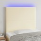 vidaXL Cabecero con luces LED cuero sintético crema 80x5x118/128 cm vidaXL Cabecero con luces LED cuero sintético crema 80x5x118/128 cm