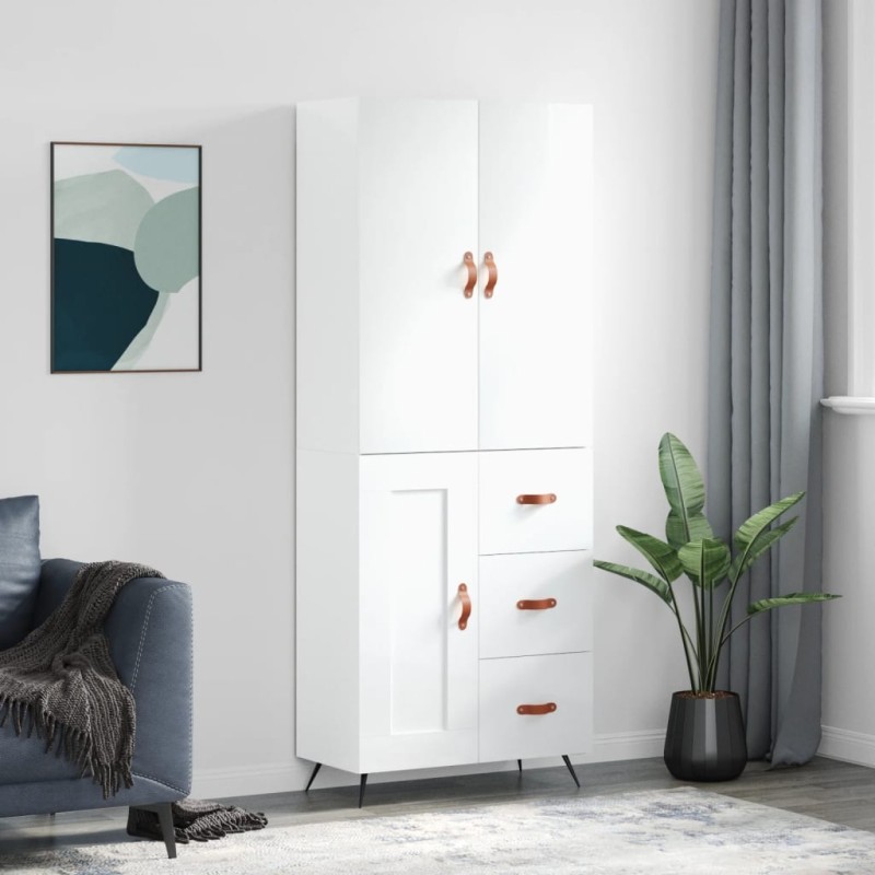 vidaXL Aparador alto madera contrachapada blanco brillo 69,5x34x180 cm vidaXL Aparador alto madera contrachapada blanco brillo 69,5x34x180 cm