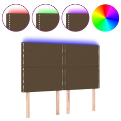 vidaXL Cabecero con luces LED tela marrón oscuro 144x5x118/128 cm